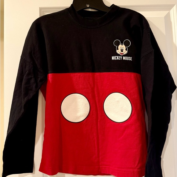 Mickey Mouse Kids Spirit Jersey Long Sleeve Shirt - Black and Red. Kids size XL - Picture 1 of 2